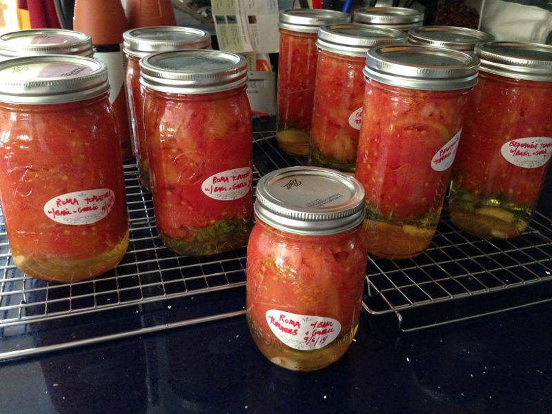 Our first batch of canned tomatoes of this year